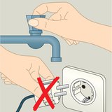 ห้ามสัมผัสอุปกรณ์ไฟฟ้าและวัตถุที่ต่อลงดินพร้อมกัน