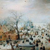 เฮนดริก เอเวอร์แคมป์: ทิวทัศน์ฤดูหนาวกับนักสเก็ต (Rijksmuseum พิพิธภัณฑ์แห่งชาติแห่งอัมสเตอร์ดัม)