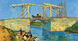 แวนโก๊ะ: สะพาน Langlois ที่เมืองอาร์ลกับกลุ่มผู้หญิงซักผ้า (ค.ศ. 1888, โพสต์-อิมเพรสชั่นนิสม์)