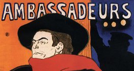 ตูลูซ-โลแทร็ก - Ambassadeurs Aristide Bruant อยู่ในคาบาเร่ต์ของเขา (ค.ศ. 1892, โพสต์-อิมเพรสชั่นนิสม์)