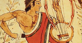 ภาพจิตรกรรมฝาผนังอิทรุสกันจากหลุมฝังศพเสือดาว (Tarquinia กลางศตวรรษที่ 5 ก่อนคริสต์ศักราช)