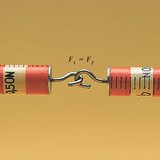 ตาชั่งสปริงทั้งสองแสดงถึงแรงเฉือนที่เท่ากันเมื่อดึงออกจากกัน