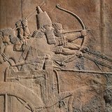 สิงโตล่าสัตว์ Ashurbanipal (Nineveh, Mesopotamia, 650 ปีก่อนคริสตกาล)