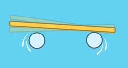 Oscillation of a rod on two cylinders rotating towards each other