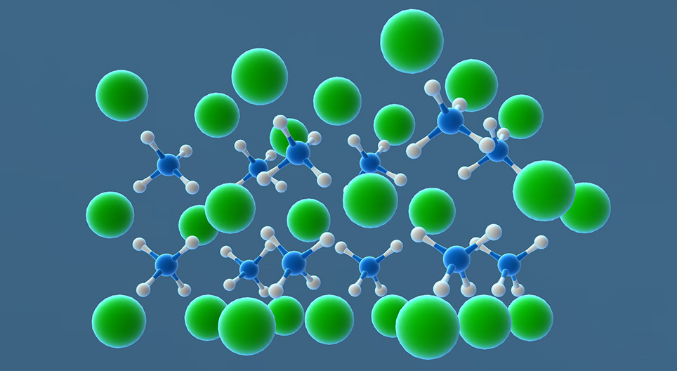 Reaction of ammonia with hydrogen chloride