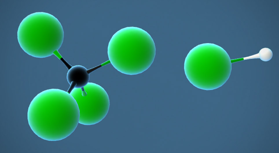 Chlorination of methane by a substitution reaction