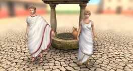Ancient Roman senator with his wife